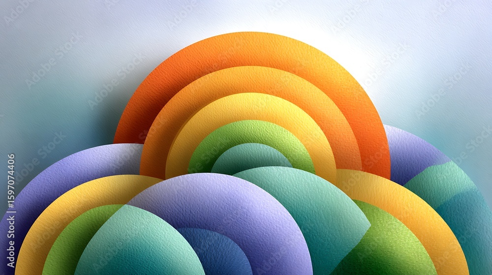 Aufkleber a soft vector pattern of repeated arcs, curves, and modular shapes in a harmonious retro composition