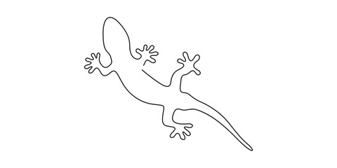 Continuous one line drawing of Gecko. Single line gecko drawing concept. Minimalist outline vector illustration