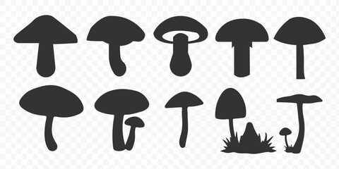minimal black and white mushroom outline icons © Hike studio