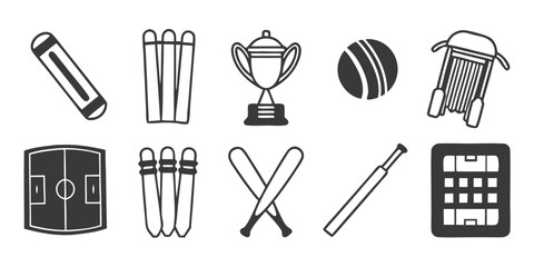Obraz premium Cricket Icon Set Vector Illustration