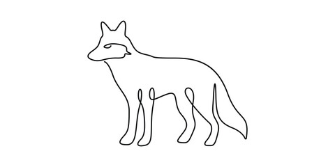 Continuous one line drawing of fox. Single line fox drawing concept. Fox illustration. Minimalist outline vector illustration