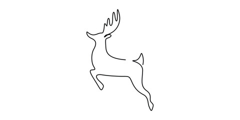 Continuous one line art deer minimalist outline vector illustration
