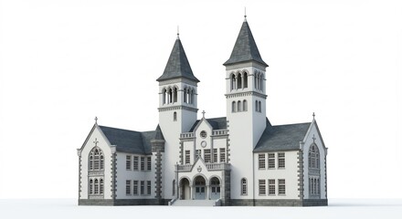 Obraz premium Elegant white stone building sharply rendered in bright light. AI Generated