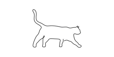 Continuous single line art cat walking vector illustration