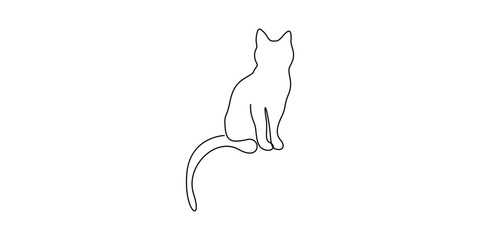 Simple cat continuous one line drawing sitting vector illustration