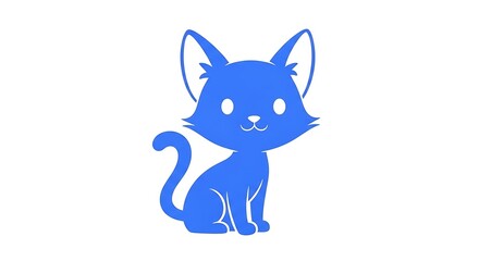 Blue cat vector illustration cute kitten graphic design pet animal cartoon feline domestic kitty drawing icon
