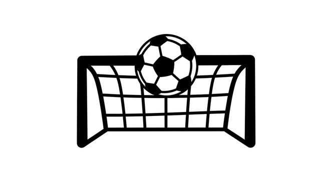 Soccer ball in net vector illustration for sports design and game concepts black and white goal icon