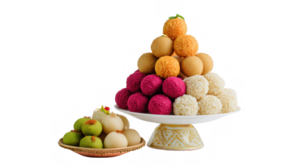 Colorful traditional sweets for the festival, created with AI, PNG