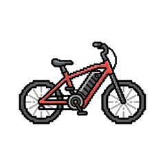 Fototapeta premium Pixel Art Electric Bicycle: Red E-bike Illustration in 8-bit Style