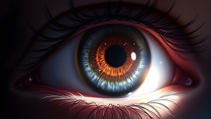 Macro Shot of a Human Eye with a Galaxy Iris
