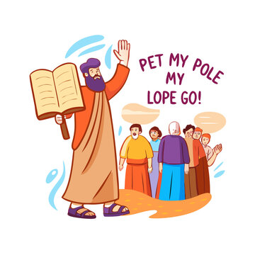 Mozes ordering let my people go out of Egypt. story of Jewish holiday Passover.
