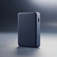 Sleek Navy Blue Power Bank: Modern Design, Minimalist Aesthetic, Studio Shot.