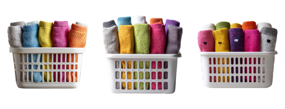 Colorful Socks in a Basket with a Transparent Background - Powered by Adobe