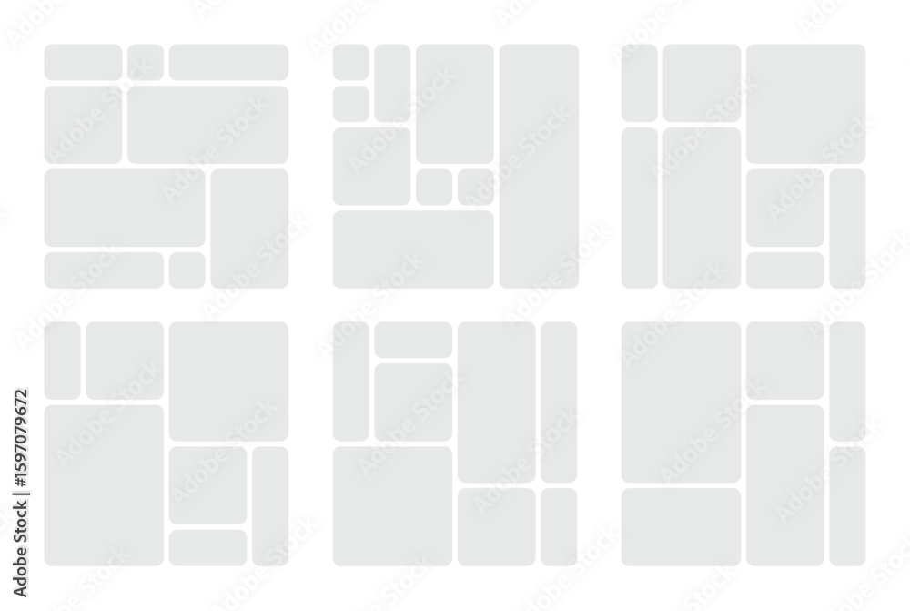 Poster set of symmetrical square bento grid layout can be used for social media post portfolio showcase or 