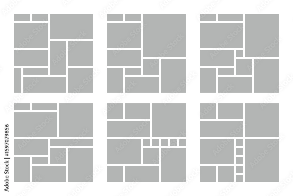Poster set of symmetrical square bento grid layout can be used for social media post portfolio showcase or 