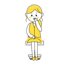 口に手を当ててほほ笑む制服姿の女性のイラスト