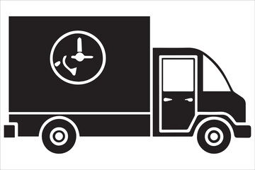 Minimalist Delivery Van with Barcode &ndash; Monochrome Vector Illustration of Logistics and Transportation


