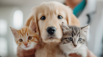 Cute kitten and puppy together | Adorable baby animals, pet friendship, vet clinic concept