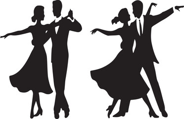 Elegant Silhouette Dance Poses Capturing Grace and Movement A Timeless Rendition of Ballroom Dancing in Shadow and Light