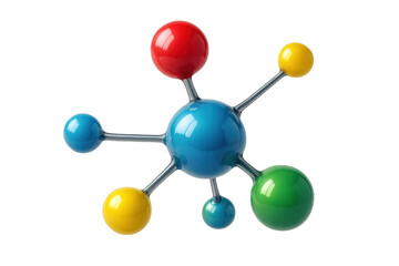 Obraz premium 3d rendering of a colorful molecule structure rotating on transparent background, ideal for science, chemistry and medical concepts