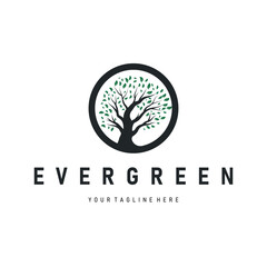 Tree logo design, natural beauty of green earth plants design as a simple and minimalist illustration vector template