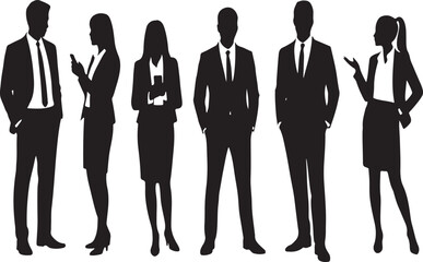 Diverse Business Team Silhouettes Showcase Professionalism and Collaboration in a Modern and Dynamic Corporate Setting Ideal for Presentations