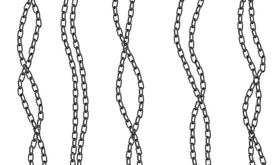 Seamless Twisted Metal Chain Pattern on White Background for Industrial, Punk, or Fashion Design Projects and Textures

