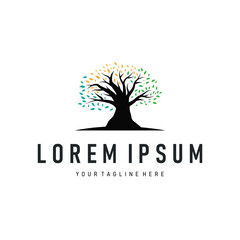 Tree logo design, natural beauty of green earth plants design as a simple and minimalist illustration vector template