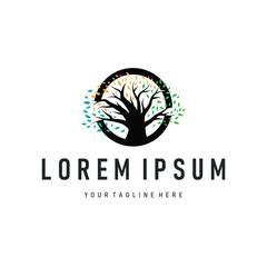 Tree logo design, natural beauty of green earth plants design as a simple and minimalist illustration vector template