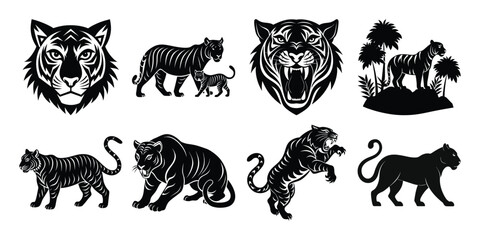 Majestic Tigers A Collection of Striking Black and White Illustrations