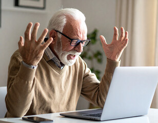 Frustrated Senior Citizen Struggles to Utilize Laptop Computer to Handle Necessary Personal Business 107