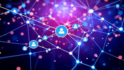 Connected people in digital network, social media and internet connection concept, blue technology - Powered by Adobe