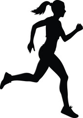 Female Runner Silhouette in Motion, Athletic Woman Running Illustration for Fitness and Sports Concepts