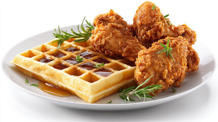 fried chicken wings with sauce and waffle with honey  