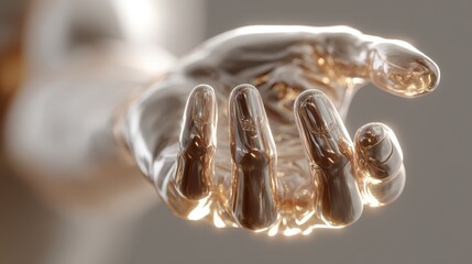 Golden hand reaching out with fingers extended background image