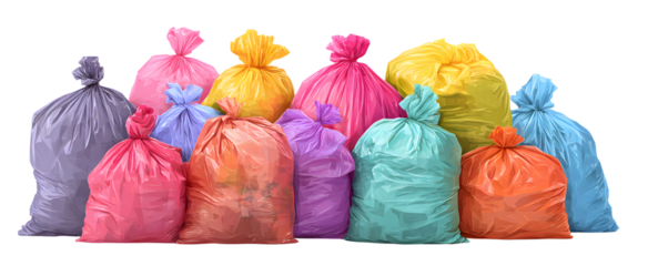 The pile of assorted garbage bags awaiting proper disposal and recycling.