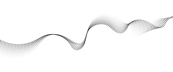 Flowing Dot Wave halftone gradient pattern on transparent background