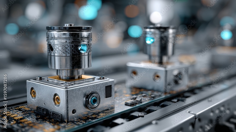 Aufkleber robotic sensors on electronic circuit board background image
