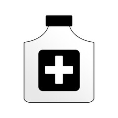 First Aid Medical Bottle with Cross Symbol