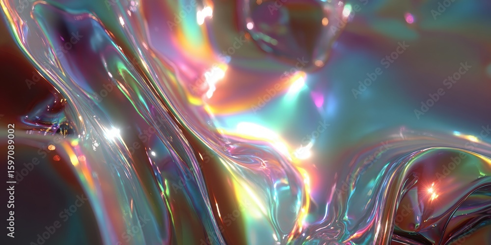 Poster iridescent liquid surface with light reflection background image