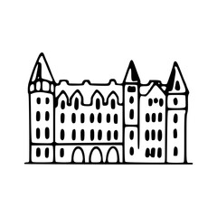 Obraz premium doodle drawing of a grand European building