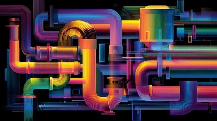 Colorful abstract pipes and tubes design