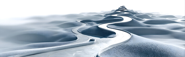 A series of winding roads depicted in a stylized manner, showcasing different paths and directions against a light background. Isolations set on white background.