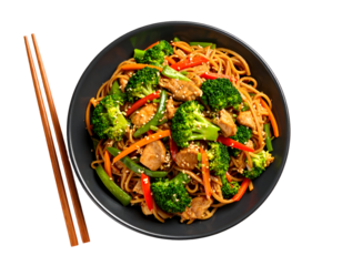 japchae in bowl, korean food isolated on transparent png