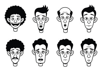set of funny cartoon faces