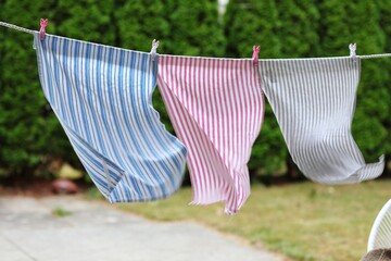 Towels are dried in the open air, laundry