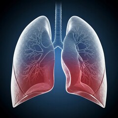 A human lung with a collapsed section and air trapped in the pleural space, symbolizing pneumothorax.