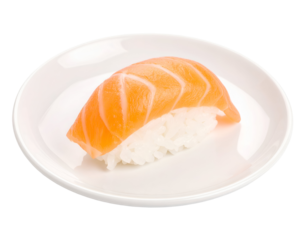 single nigiri sushi on plate isolated on transparent png
