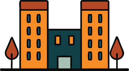 Naklejka premium Island Resort with Minimal Palm Icon