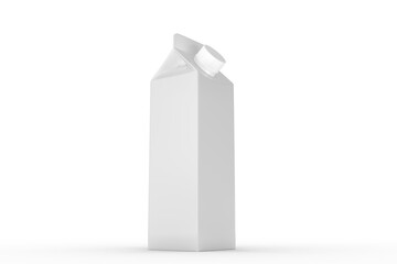 3D Blank white milk, juice or beverage carton product packaging with lid mockup isolated on...